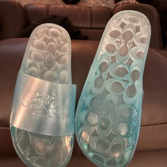 Coach Translucent Aqua Slides - Picture 2 of 3